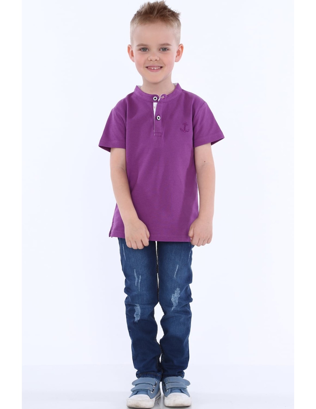 Boy\'s T-shirt with purple buttons NDZ4471 - Online store - Boutique